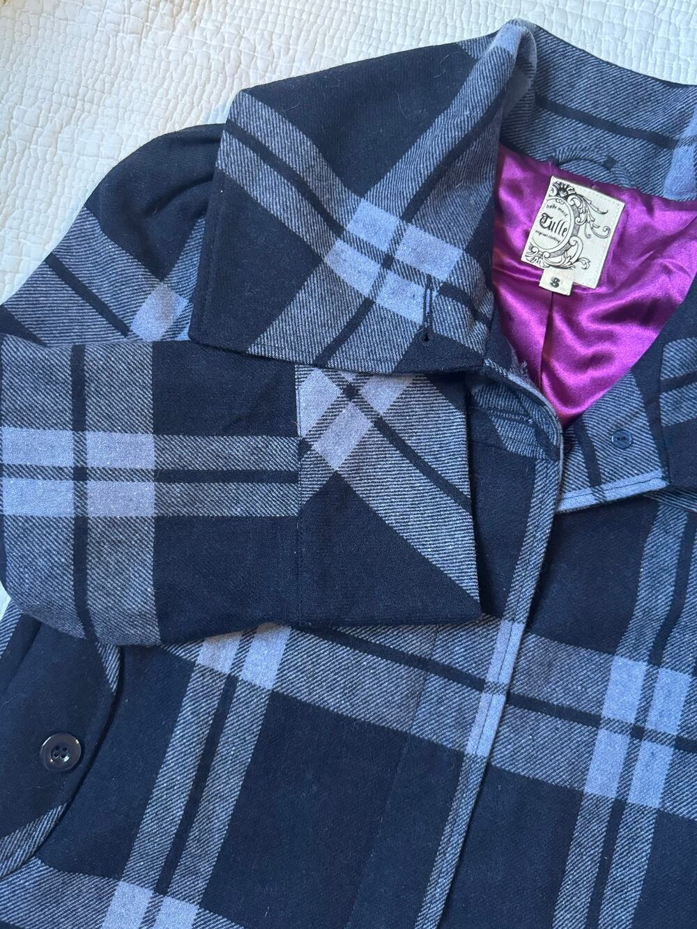 Vintage Tulle Anthropologie Plaid Peacoat Small Whimsigoth Dark Academia